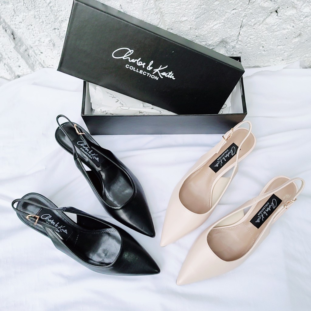 CxK Sepatu Wanita Slingback Cylindrical Heels