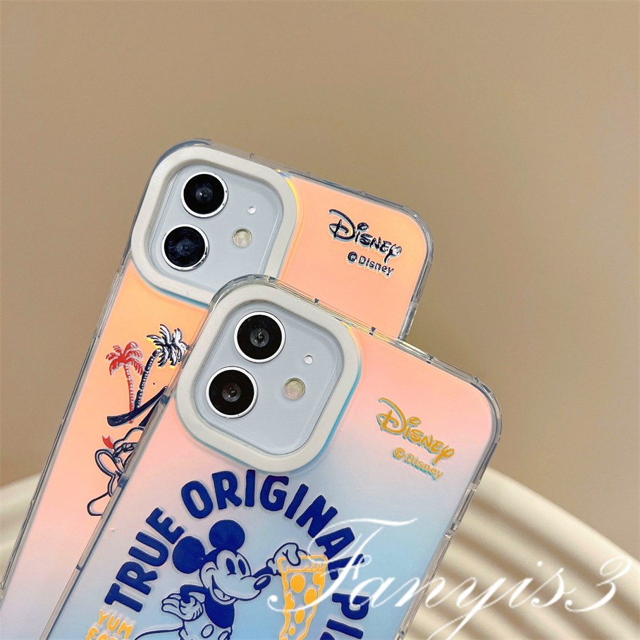 Compatible For IPhone 14 13 12 11 Pro Max X XR Xs Max 8 7 Plus SE 2020 Kompatibel Untuk Lucu Kartun Mouse IMD Laser Gradiasi Ponsel Case TPU Lembut Shockproof Cover Pelindung