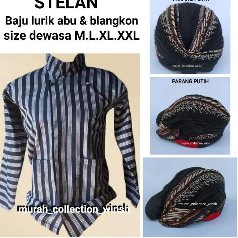 Lurik READY C38 Set Baju lurik pria + blangkon jogja lipat || baju adat jawa || baju jawa || Surjan 