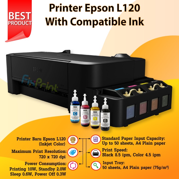 Printer Epson L120 Ink Tank Printer Epson L120 L 120 l120 Infus System Print Foto Photo Pengganti Epson L120