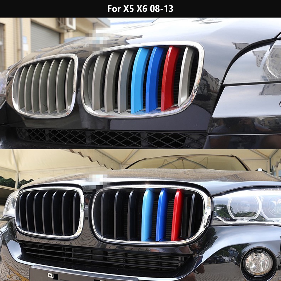 3pcs ABS Mobil Balap Grille Strip Trim Klip Untuk BMW X3 2022 E83 F25 G01 M Power Kinerja Aksesoris 2003-2019 2020 2021