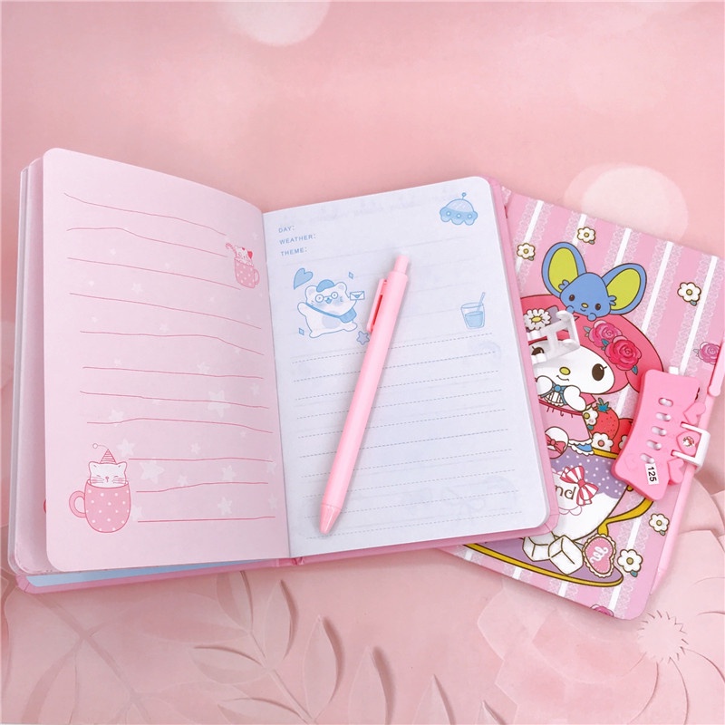 (80HAL) BUKU DIARY SET PULPEN  KUNCI / BUKU TULIS SANRIO SET PULPEN DENNGAN PENGAMAN KODE KUNCI