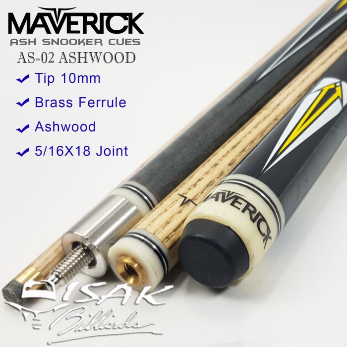 Maverick AS-02 Snooker Cue - 10 mm Stick Bola Kecil Billiard Stik Ash