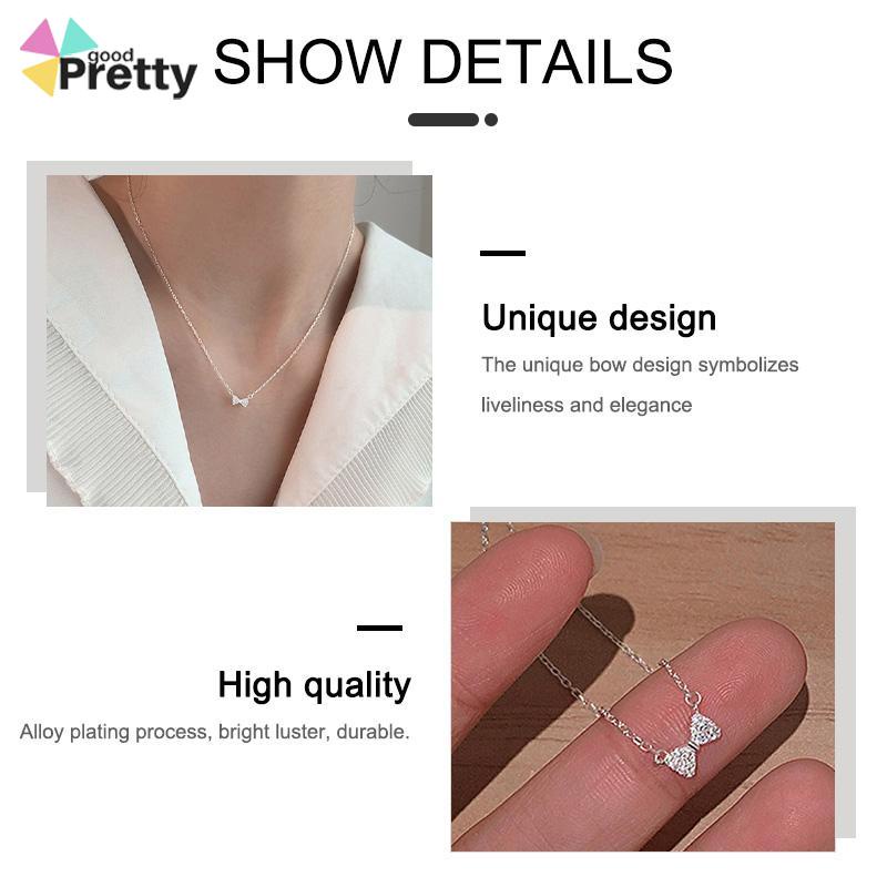 Kalung Bergaya Musim Panas Busur Tulang Selangka Rantai Wanita Fashion Sederhana Manis Liontin  - PD