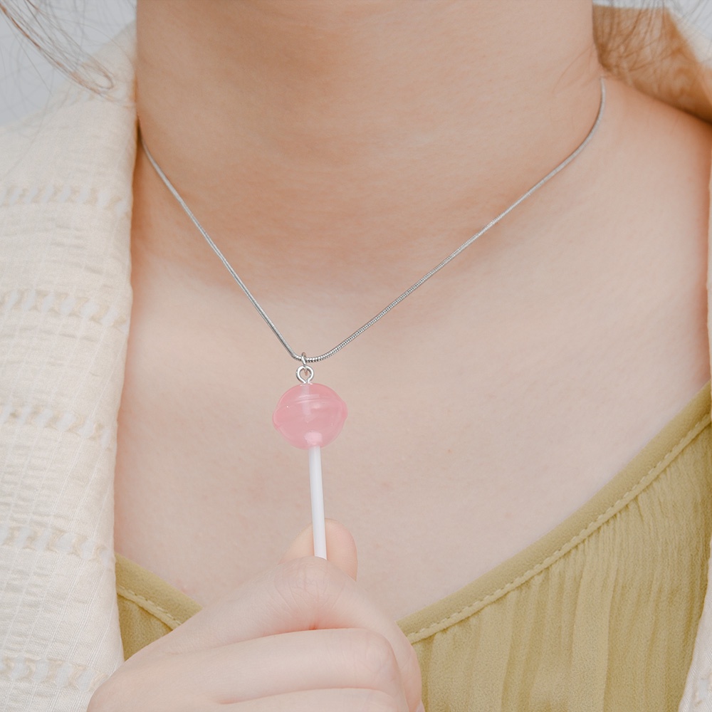 Women Sweet Candy lollipop Pendant Necklace/Ladies Charm Necklaces/Kalung Klavikula Elegan/Kalung Rantai Cewek/Kalung Choker/Hadiah Pacar