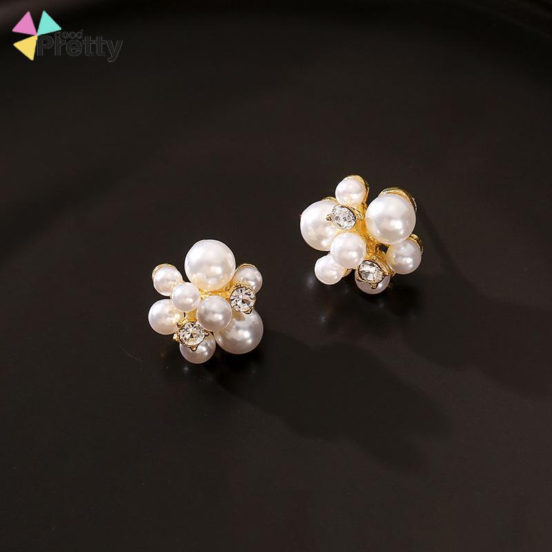 Anting Mutiara Fashion Design Sense Berlian Imitasi  Anti Alergi Anting Perak - PD