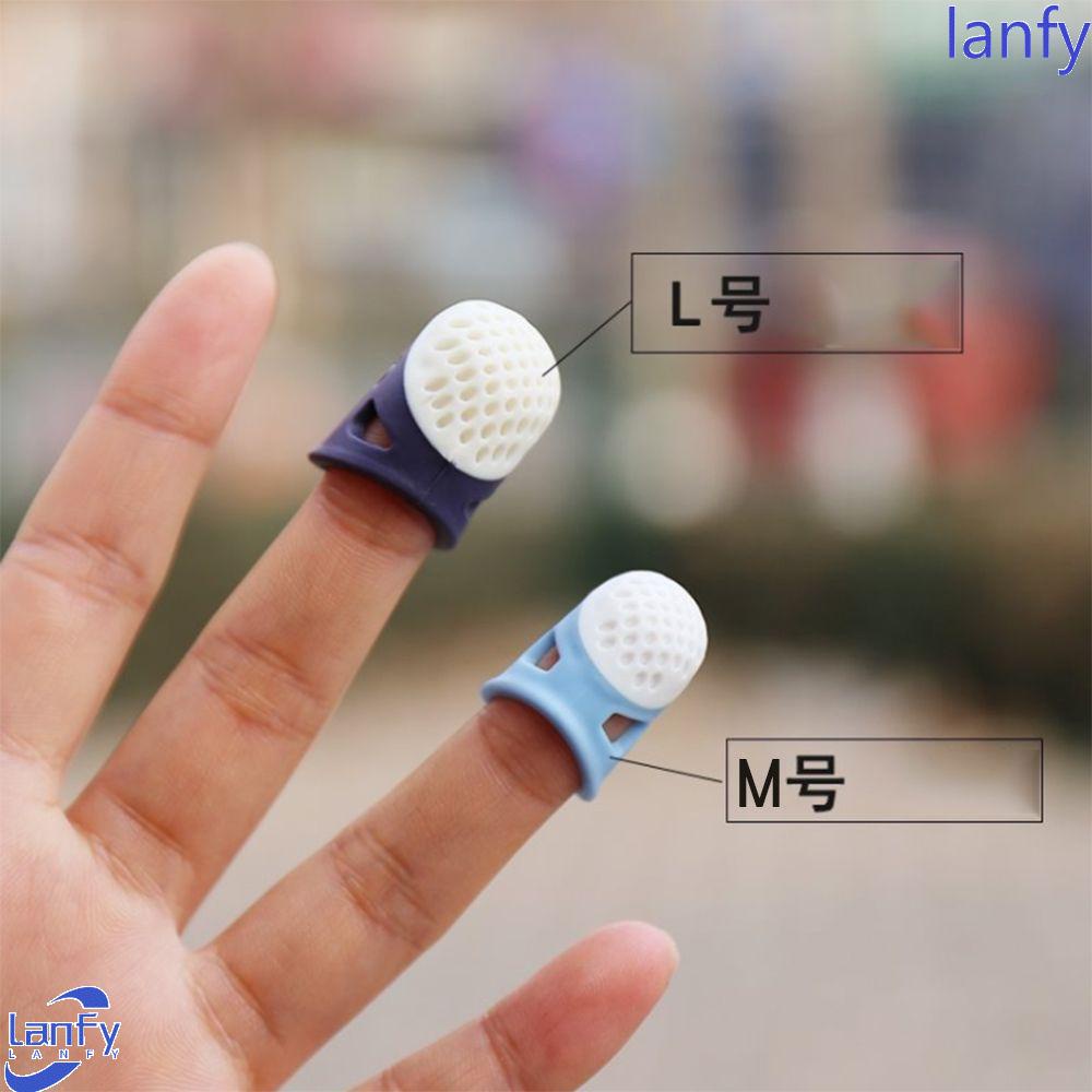 Lanfy Thimble Finger Protector Berlubang Tusuk Jarum non-slip Nyaman Alat Jahit Rumah Tangga