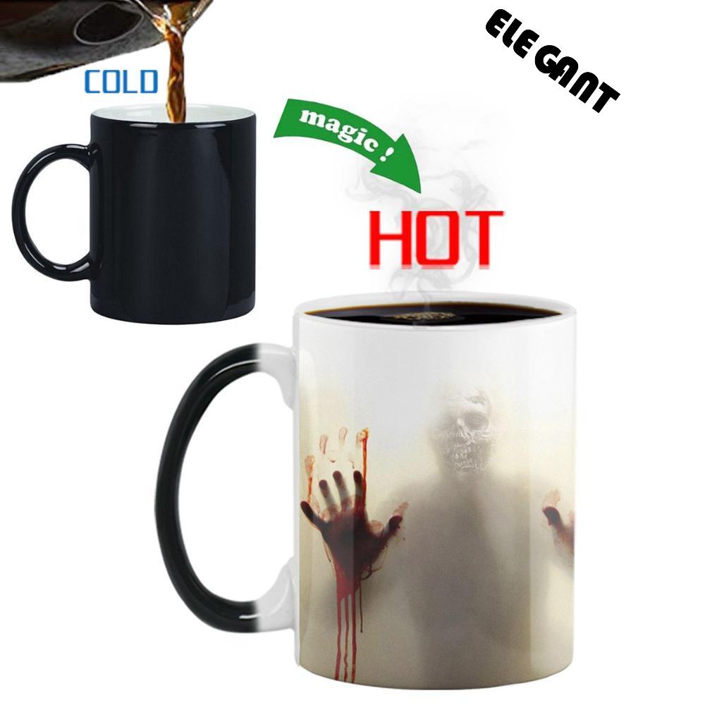 [Elegan] Mug Kopi Zombie Keramik Dekorasi Halloween Kreatif Sensitif Panas Berubah Warna Peralatan Minum