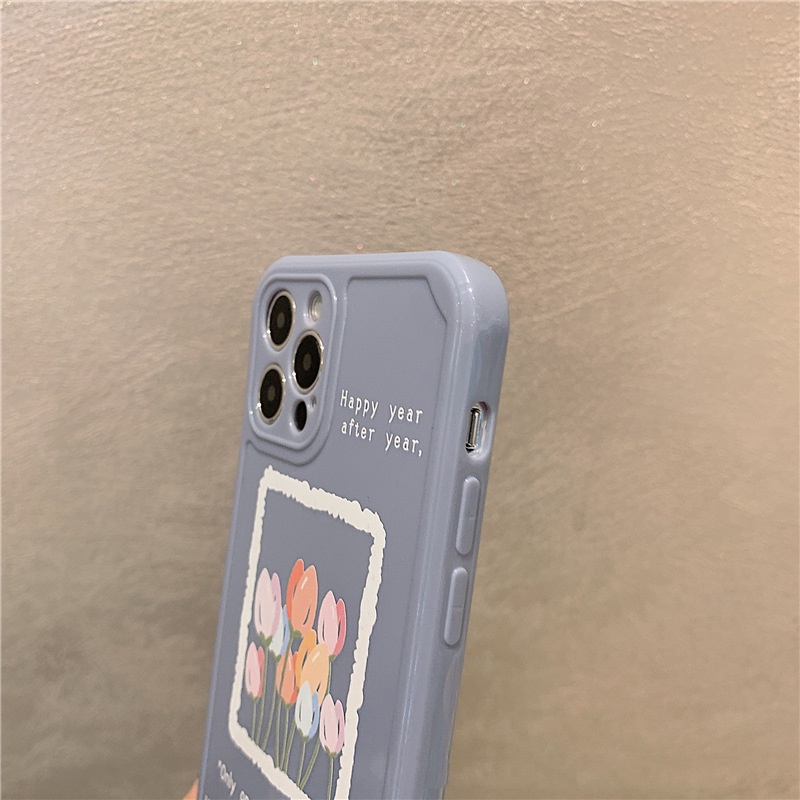 Ins Tulips Case Silikon Untuk Iphone SE 2020 7 /8 Plus X XR XM 11 12 MINI PRO MAX Casing Cover Pelindung AT0243