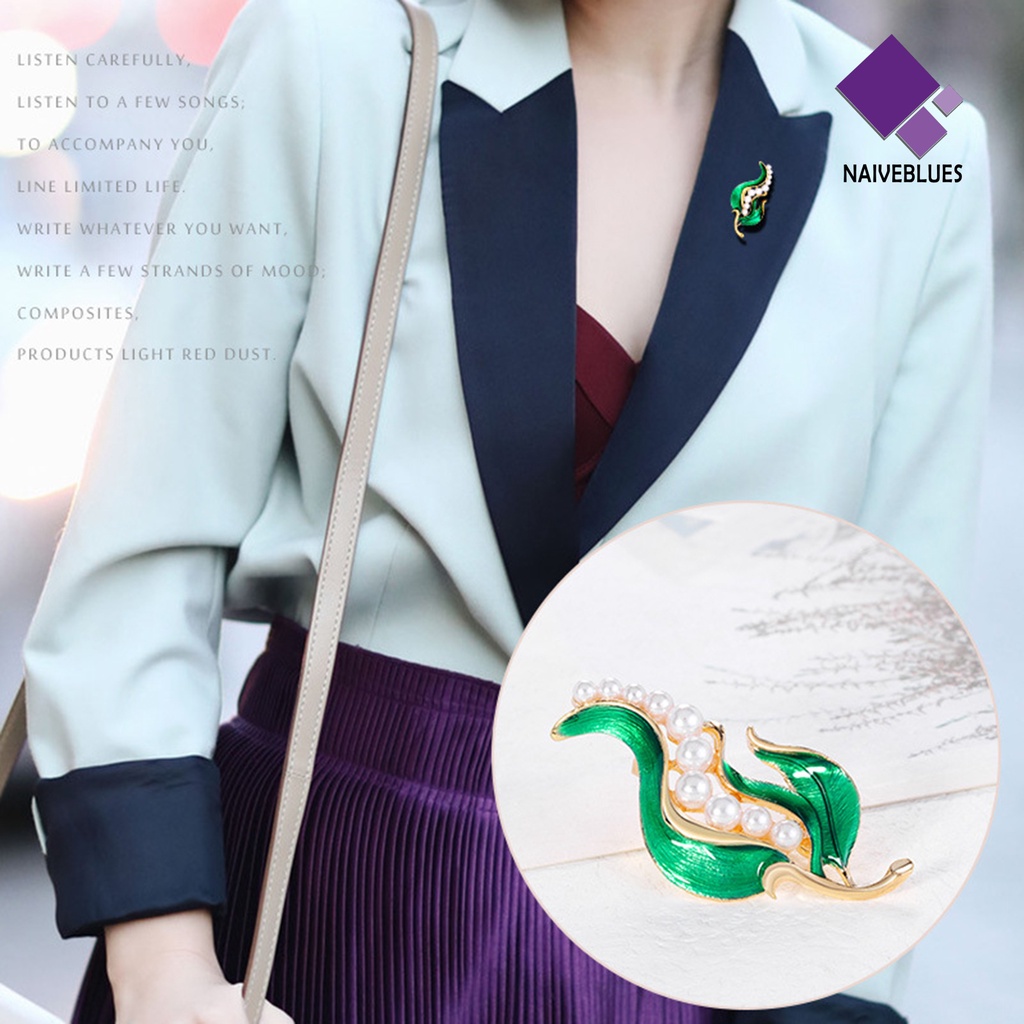 &lt; Naiveblues &gt; Bros Pin Bright Luster Dekorasi Bentuk Peal Imitasi Wanita Gadis Pakaian Hadiah Ulang Tahun