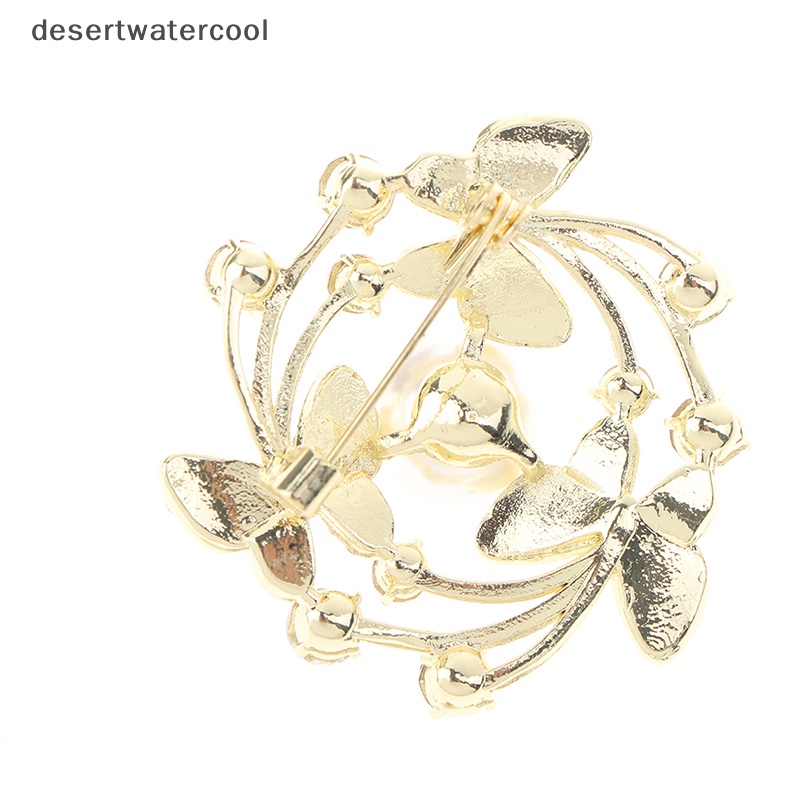 Deid Temperamen Kupu-Kupu Mutiara Perhiasan Pin Batu Permata Bertatahkan Murah Hati Bros Martijn