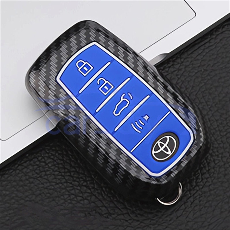 Kasus Kunci ABS Penutup Jarak Jauh Mobil Silikon Gantungan Untuk Toyota Wildlander RAV4 Prado Levin Avalon Fortuner Yaris Camry Corolla Vios Cangkang Pelindung Car Remote Key Case