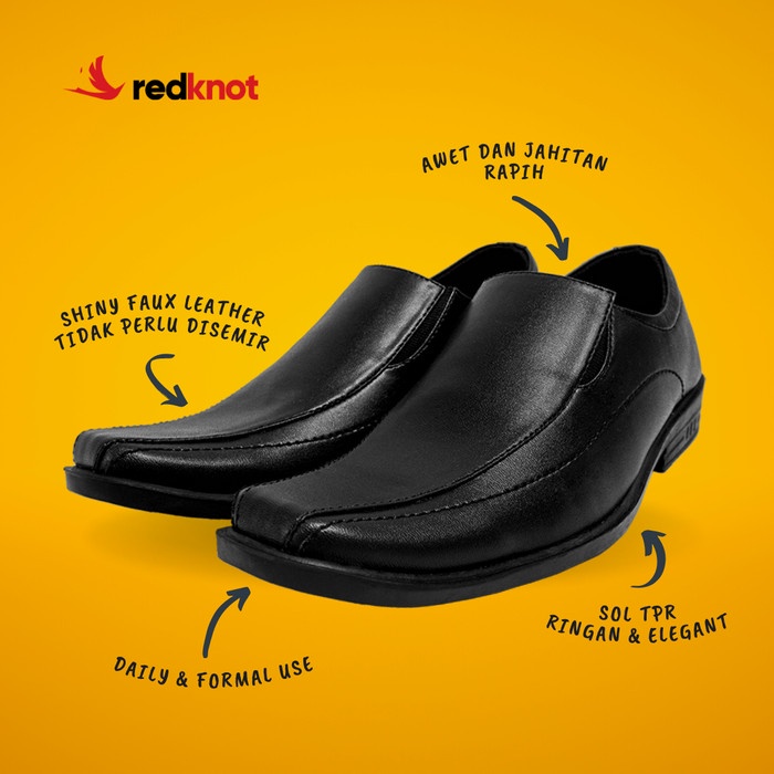 (COD) Redknot Michael Boston Hitam Sepatu Pantofel Pria - Hitam, 41