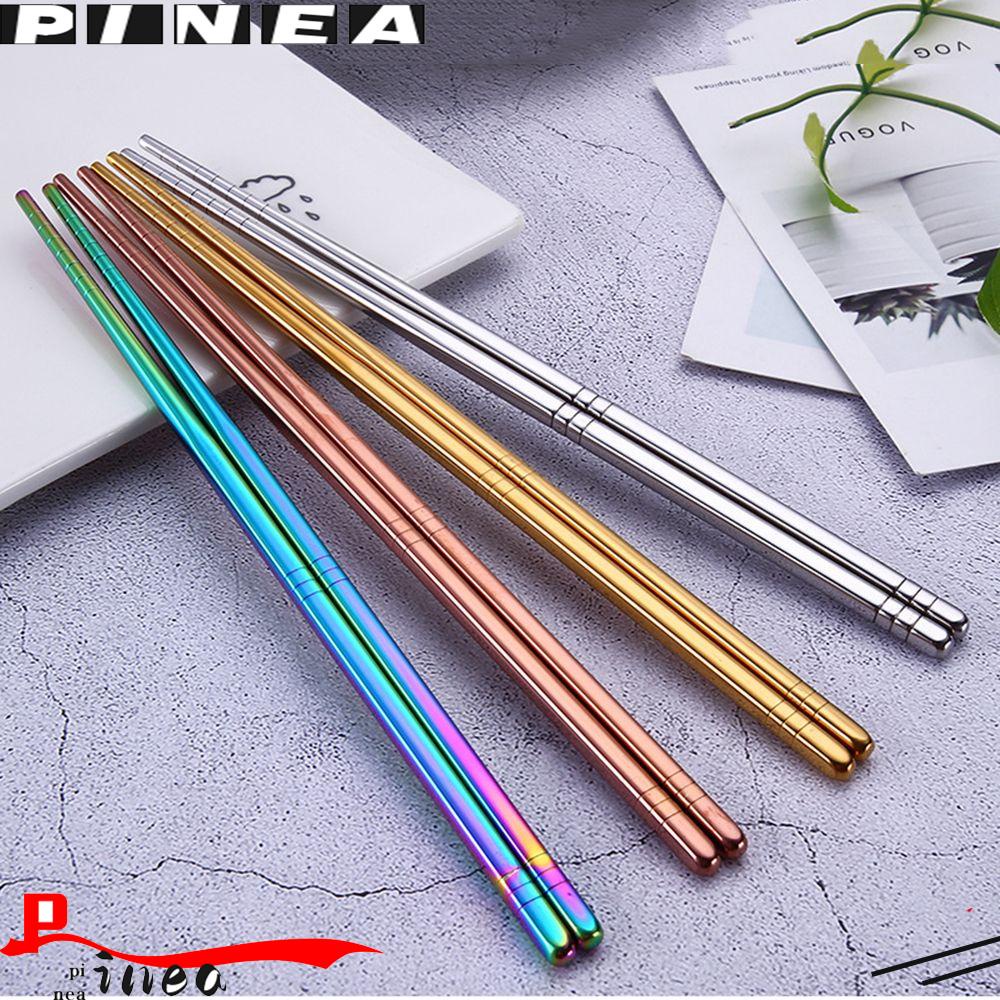 Nanas 1pasang Sumpit China Warna-Warni chopstick Reusable Dishware Food Grade Alat Masak Stainless Steel