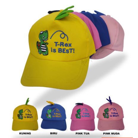 Topi Anak Dino T-Rex / Topi Dinosaurus Anak Baseball Bordir Nama Custom 1 Hari Tanpa PO