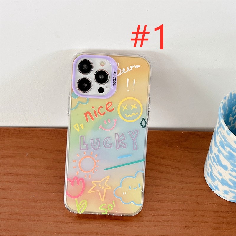 Nice Colorful Gradient Smile Skin Feel Soft Case HP iP iPhone 12 13 14 Pro Max 11 Girl Woman FTD Casing Apple