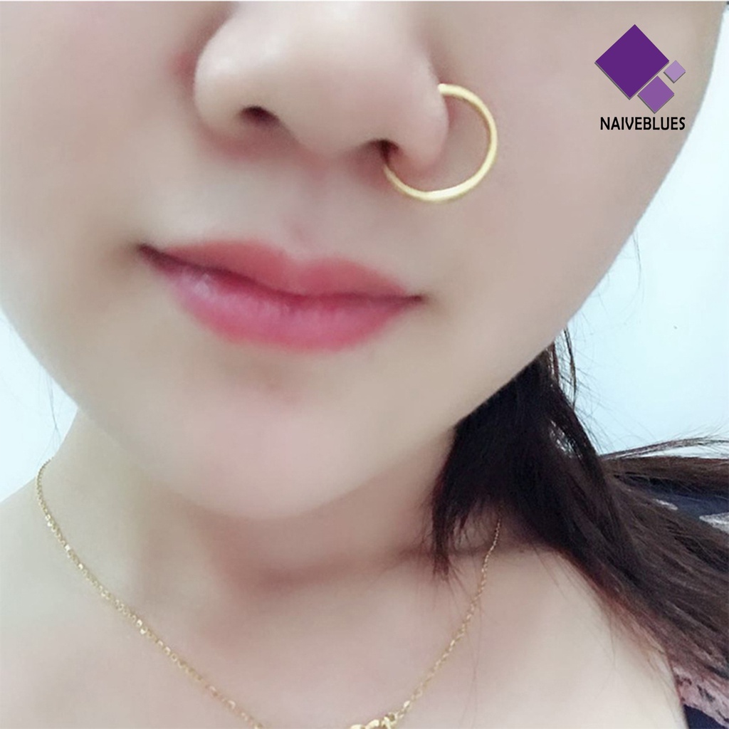 &lt; Naiveblues &gt; Cincin Hidung Chic Aman Bibir Hias Stainless Steel Untuk Hidung