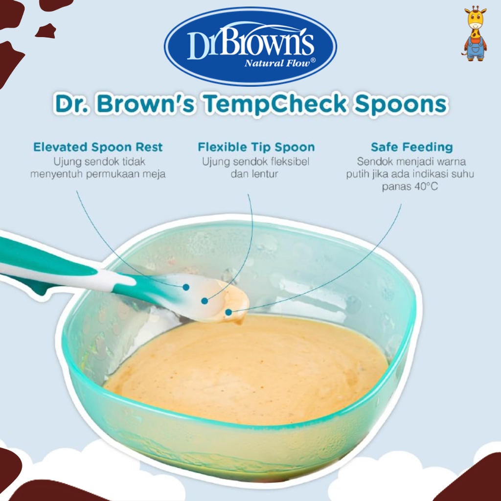 Dr. Brown's TempCheck Spoons, 4-Pack (TF024) / Sendok Makan Bayi / Peralatan Makan MPASI