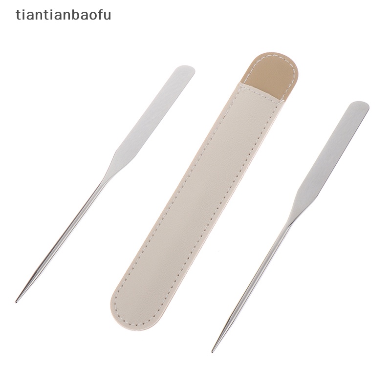 [tiantianbaofu] Spatula Toner Makeup Kepala Ganda Bahan Stainless Steel Dengan Tas PU Mixing Stick Butik