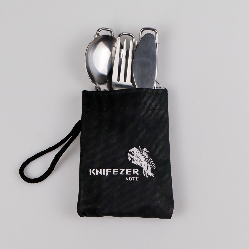 KNIFEZER Set Alat Makan Sendok Garpu Pisau Lipat Portable Cutlery - AOTU