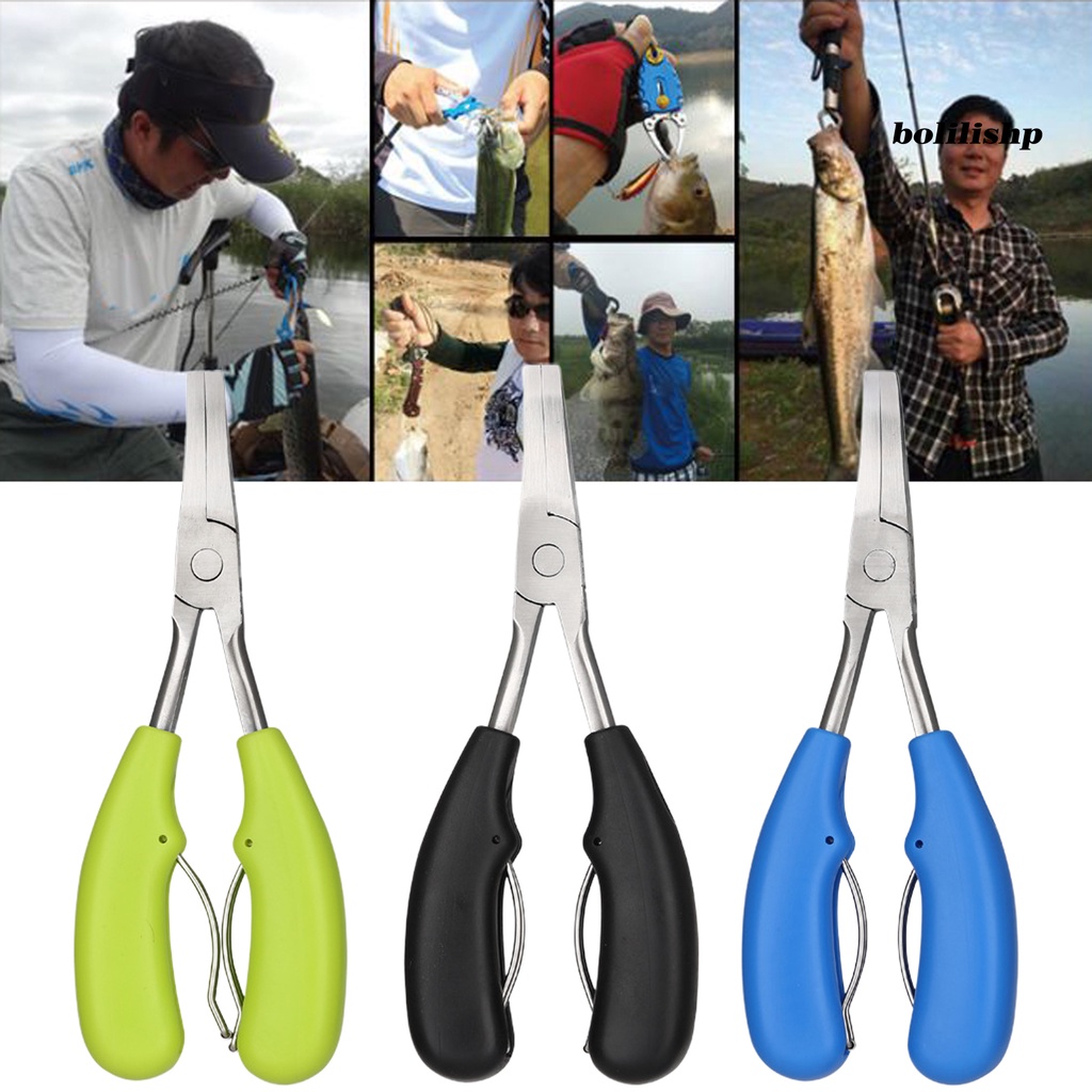 Bo-tang Mancing Multifungsi Good Bite Force Stainless Steel Kekuatan Tinggi Memancing Line Hook Flat Nose Tang Fishing Tackle