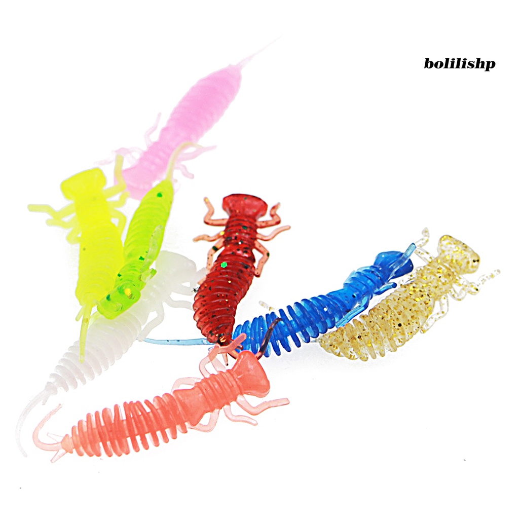 Bo-10pcs 4.2cm0.45g Ikan Lure Umpan Simulasi Tinggi Menggoda Elastis Warna-Warni Lembut Palsu Umpan Cacing Umpan Pancing Tackle