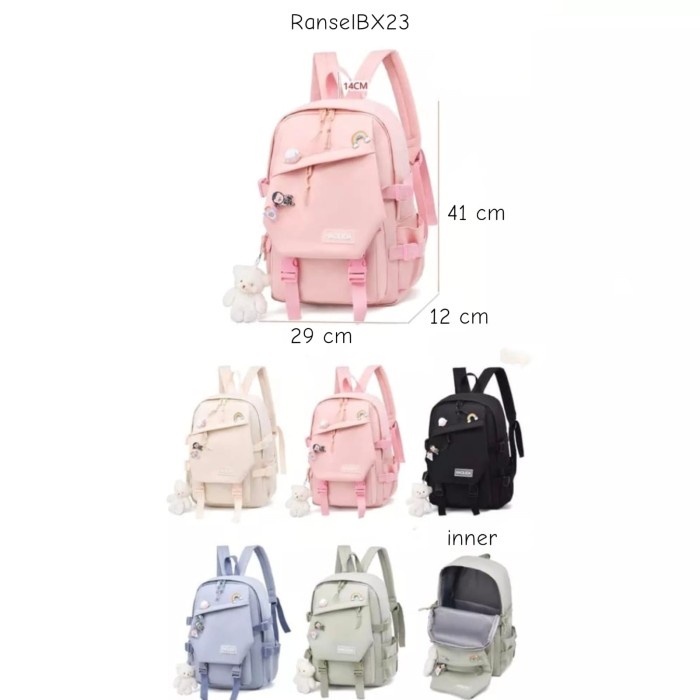 Tas Sekolah Bisa Untuk Jadi tas Casual Tas Ransel Impor Tas Wanita Korean Fashion kekinian + Gantungan BX23