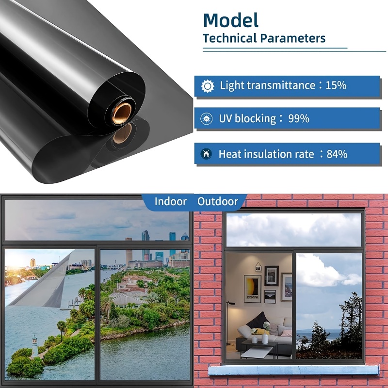 1pc Hitam Jendela Mobil Berwarna UV-Bukti Tahan Gores 50CMx100CM VLT Hitam Auto Mobil Jendela Rumah Kaca Gedung Tinting Film Musim Panas Matahari Perlindungan UV Stiker