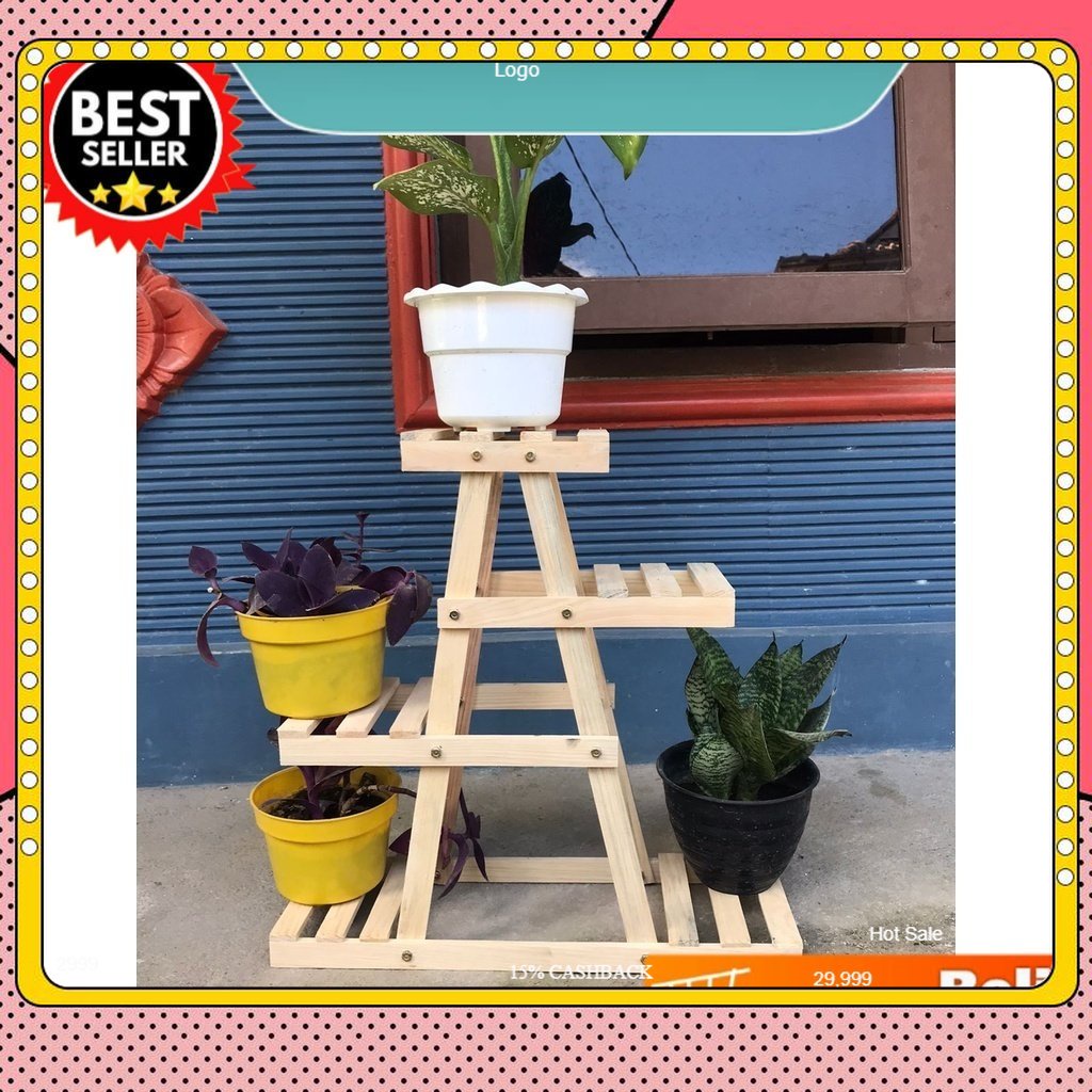 RAK BUNGA SUSUN 5 POT/ RAK BUNGA UNik/ RAK SERBAGUNA KAYU / RAK BUNGA KAYU / RAK BUNGA MINIMALIS