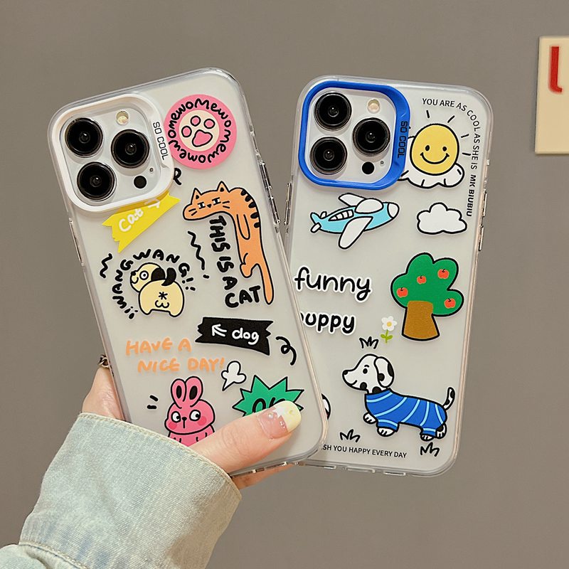 Sun Airplane Skin Feel Soft Case HP iP iPhone 12 13 14 Pro Max 11 Funny Puppy FTD Casing Apple