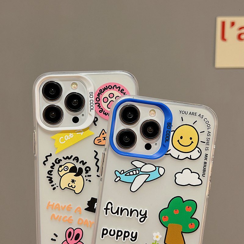 Sun Airplane Skin Feel Soft Case HP iP iPhone 12 13 14 Pro Max 11 Funny Puppy FTD Casing Apple