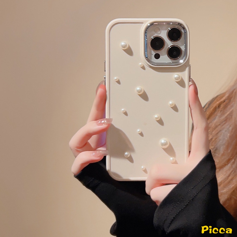 Casing Electroplate Mutiara 3D Kompatibel Untuk IPhone 7plus 11 Pro Max13 14 12 Pro MAX 14 7 8 Plus XR X 8plus XS MAX Romantis Langit Berbintang Mewah Simple Plating Shockproof Soft TPU Case