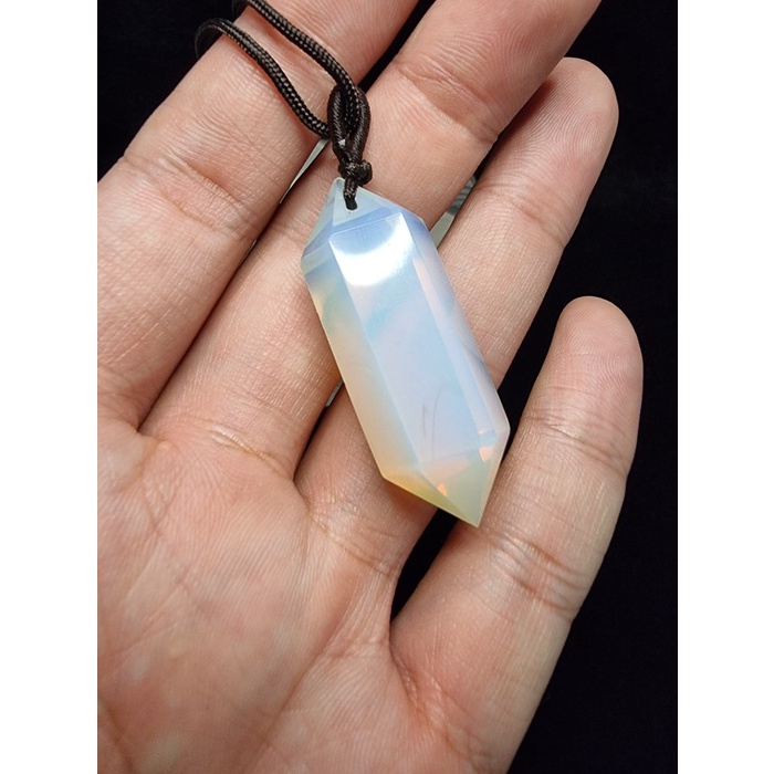 Kalung Liontin Batu Opal Pendant Pendulum Double Terminated 40mm G234