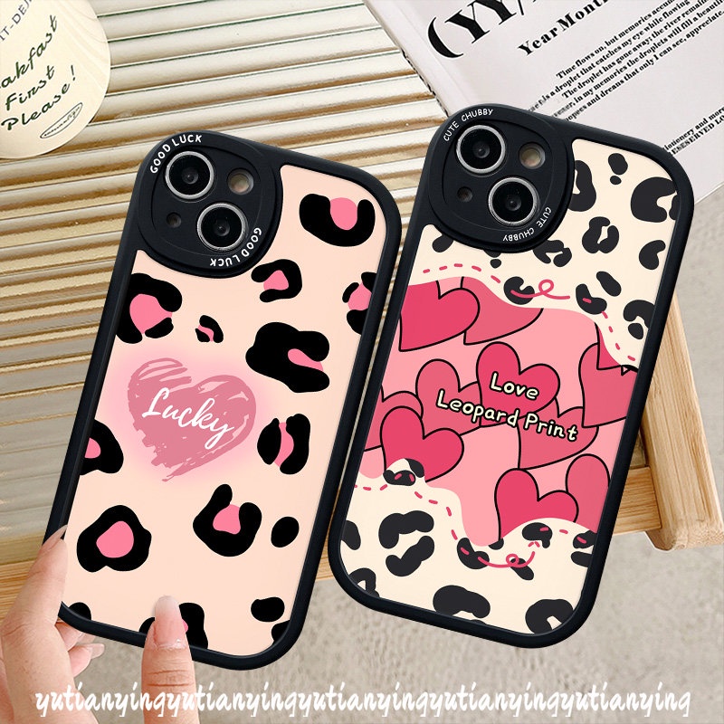 Art Love Heart Soft Case Untuk Realme C53 C15 C25Y C21Y C35 C11 C30 C20 C55 C31 C20A C17 C12 C25s C21 GT C2 C3 6i 6s 5 6 8 10 Pro+5i 7i 8Pro 5 8i 9i Fashion Leopard Sarung Print