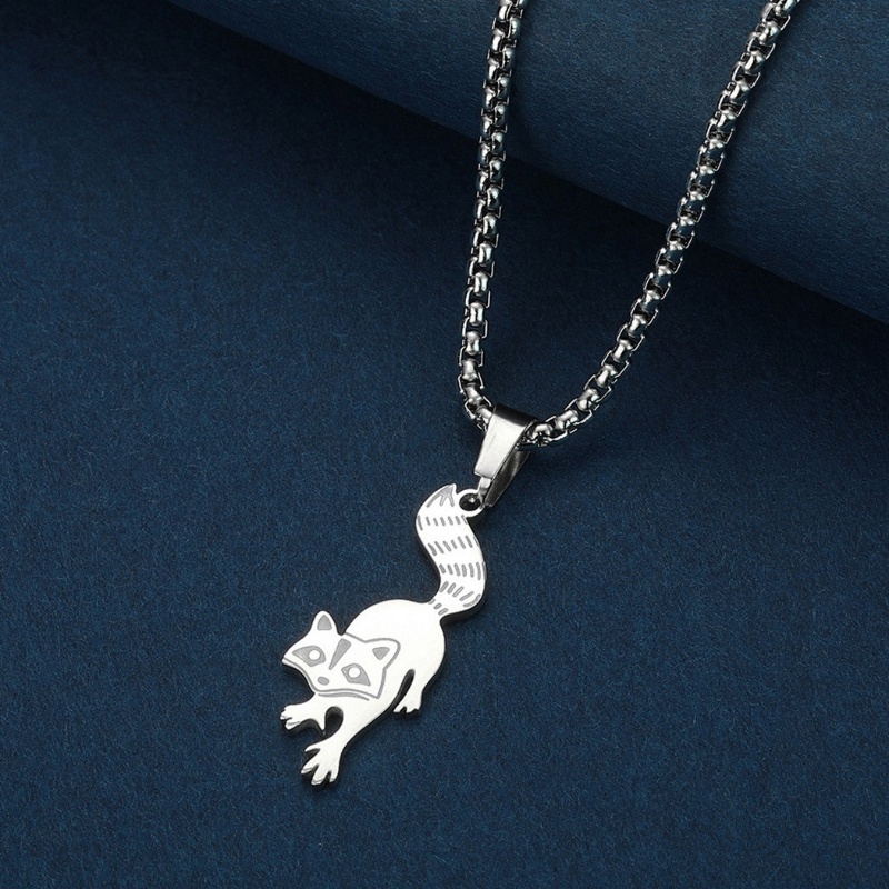 Zh Perhiasan Minimalis Wanita Stainless Steel Raccoon Liontin Fashion Kalung Hip Hop Aksesoris Pesta Ulang Tahun Hadiah Hari Valentine