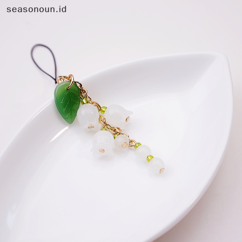 Seasonoun Lily Of the Valley Mobile Phone Lanyard Key Chain Pendant Rantai Ponsel.