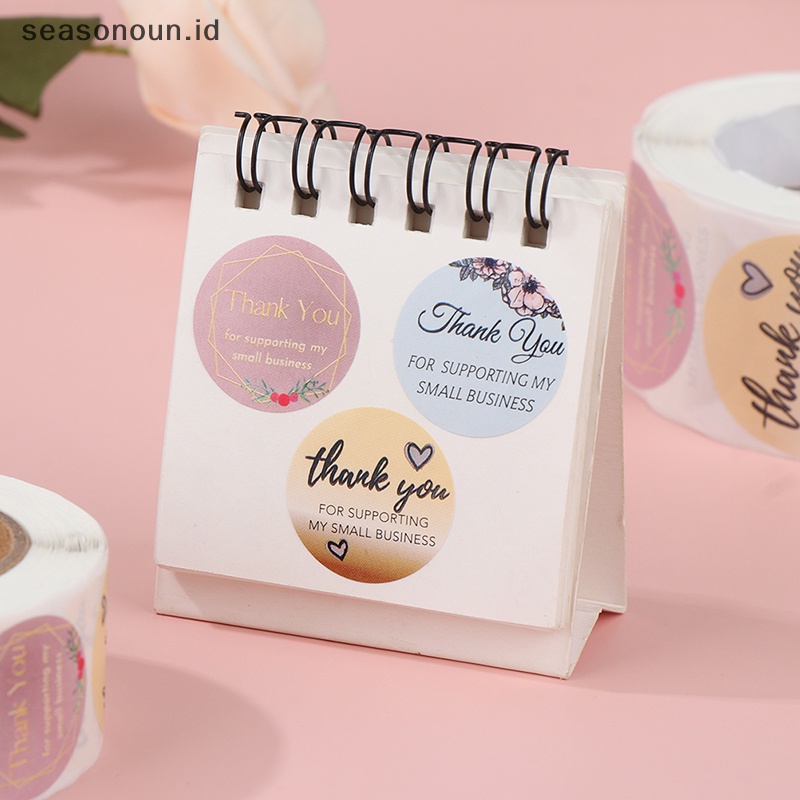Seasonoun 500Pcs/Roll Thank You Floral Sticker Gift Packaging Seal Label Scrapbooking Alat Tulis Stiker Roll Diy Sealing Sticker 2.5/3.8cm.