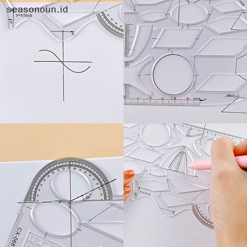 Seasonoun Siku Gambar Geometris Template Circle Maker Drawing Ruler al.