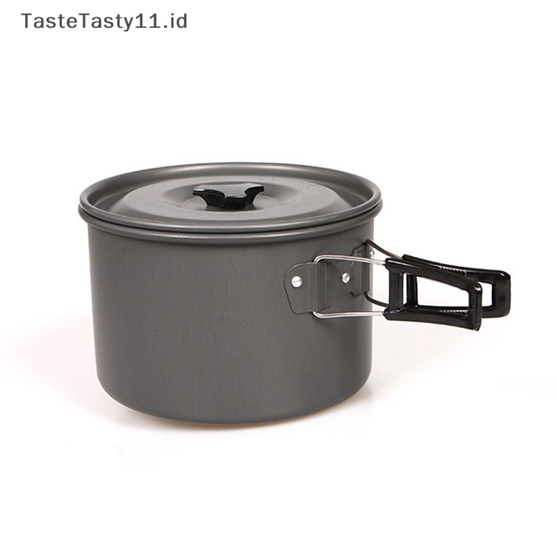 Tastetasty Camping Cookware Set Aluminium Non Portable Peralatan Makan Luar Ruangan Ketel Panci Cookset Masak Panci Mangkok Untuk Hiking BBQ Piknik.