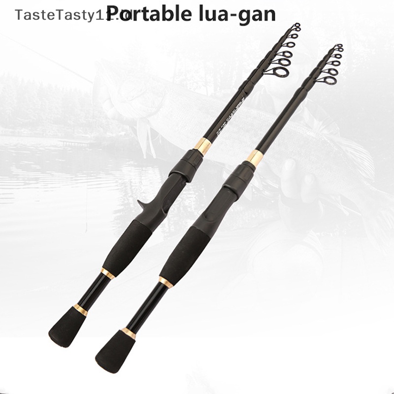 Tastetasty Portable Casg Spin Carbon Fiber Telescopic Retractable Lure Rod Peralatan Pancing Pancing Pegangan EVA.