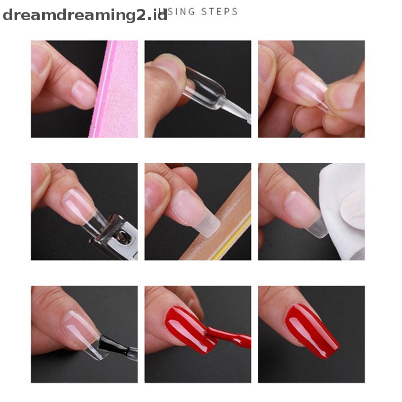 (drea) 120pcs Poly Nail Gel Kuku Bentuk Ganda Ekstensi Jari UV Alat Tips Kuku Tukang//