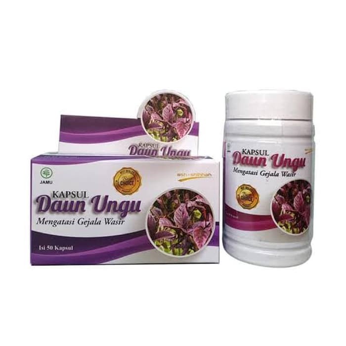 Kapsul Herbal Daun Ungu ORIGINAL BPOM Obat Ambeien Wasir Ambeyen Ampuh Benjolan Asli Ash Shihhah