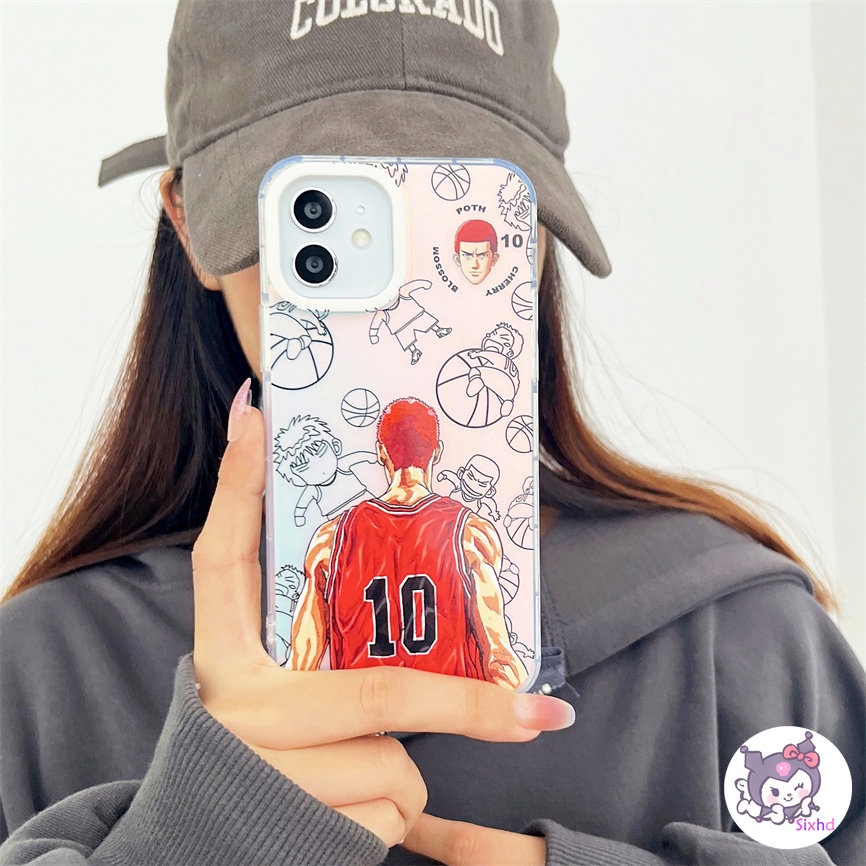 IPHONE Kompatibel Untuk Iphone11 14 13 12 Pro Max8 7Plus X Xs Xr Xs Max SE 2020 Mode Tinggi Kartun Slam Dunk Perlindungan Lensa Gradien Laser Casing Ponsel Lembut TPU Anti Jatuh Cover XJJJJ