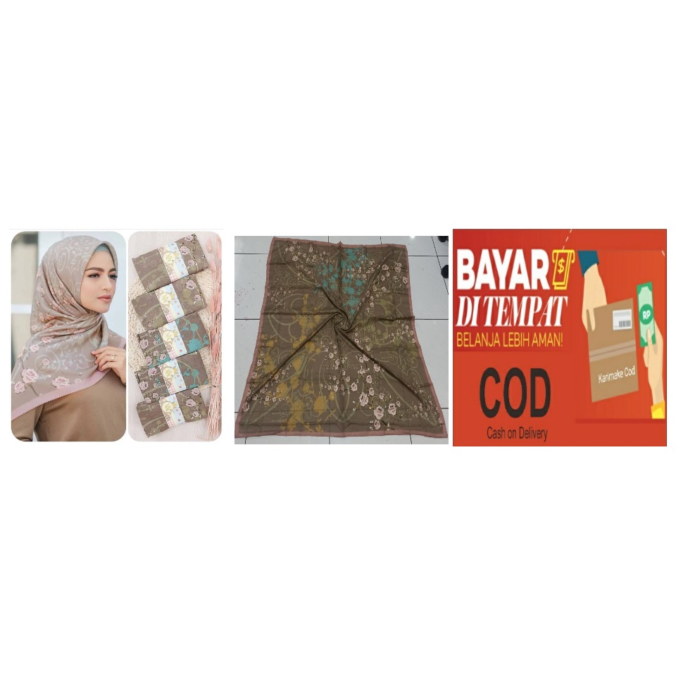 Karimake Hijab / Kerudung Segi Empat Voal Premium Printing Motif Polka Dot Delight Laser Cut 110 x 110