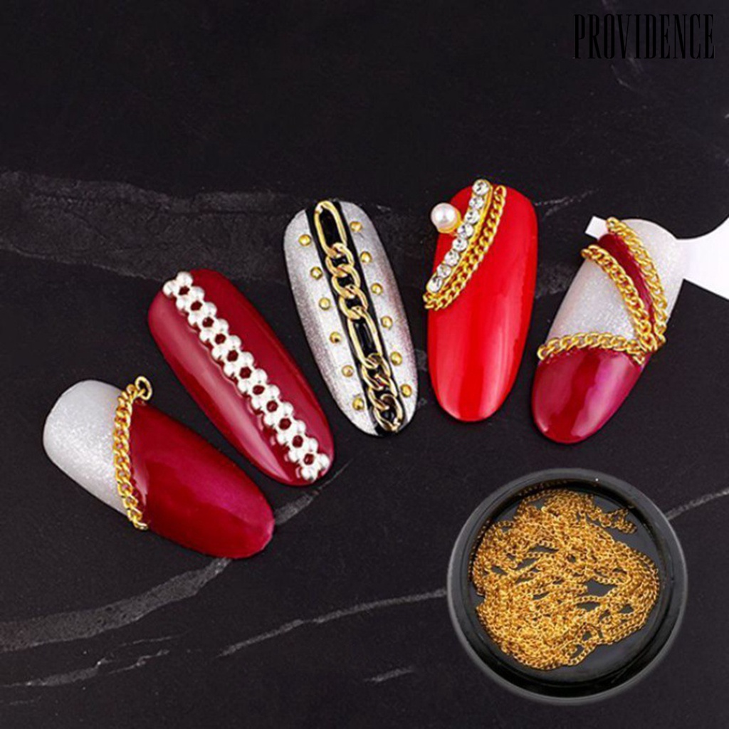 Providence 1kotak 1M Rantai Nail Art Semua Desain Dapat Dipotong DIY Dekorasi Nail Art Rantai Logam Perhiasan Alloy Manicure Nail Jewelry Aksesori