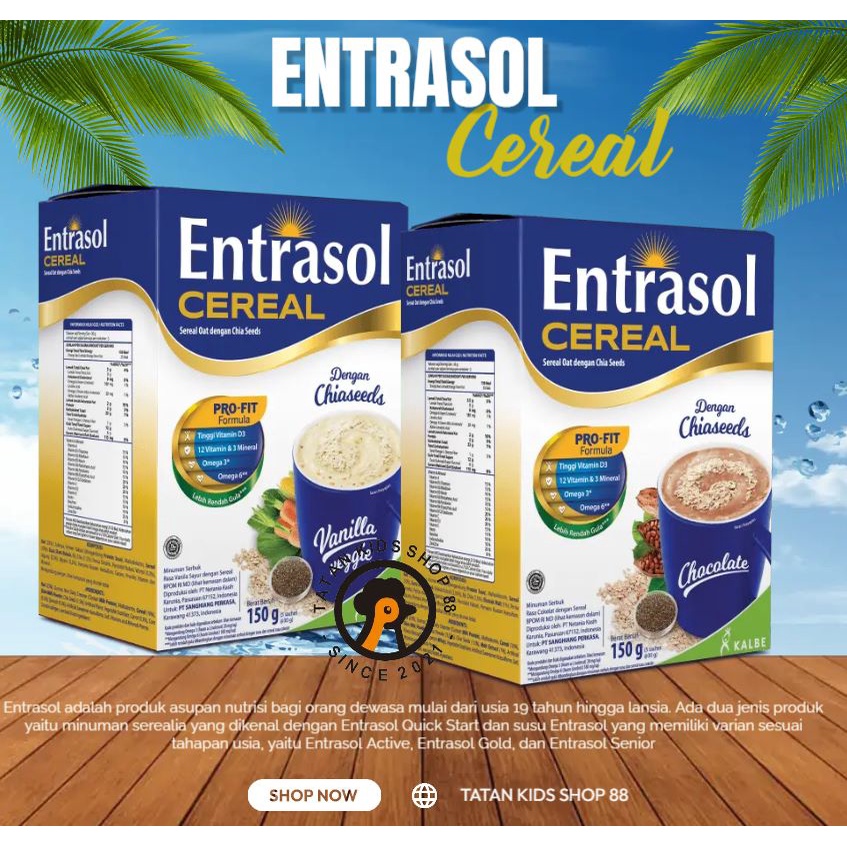 

Entrasol Quick Start Cereal 1 Box Isi 5 Sachet Chocolate Vanilla Veggie Queker Granola OatMeal With Chia Seeds Outmeal Menu Makanan Minuman Diet Less Sugar Sereal Renceng Promo Serelia dengan Pro Fit Formula Tinggi Vitamin D 12 Vitamin 3 Mineral Omega