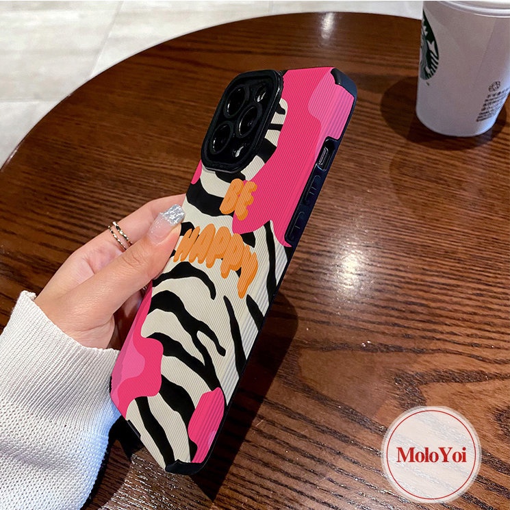 IPHONE Casing Motif Zebra Tekstur Kulit Mewah Untuk Iphone11 14 12 13 Pro Max 7Plus XR X XS Max8 7 Plus Shockproof Silikon Lembut Tpu Fashion Leopard Phone Cover