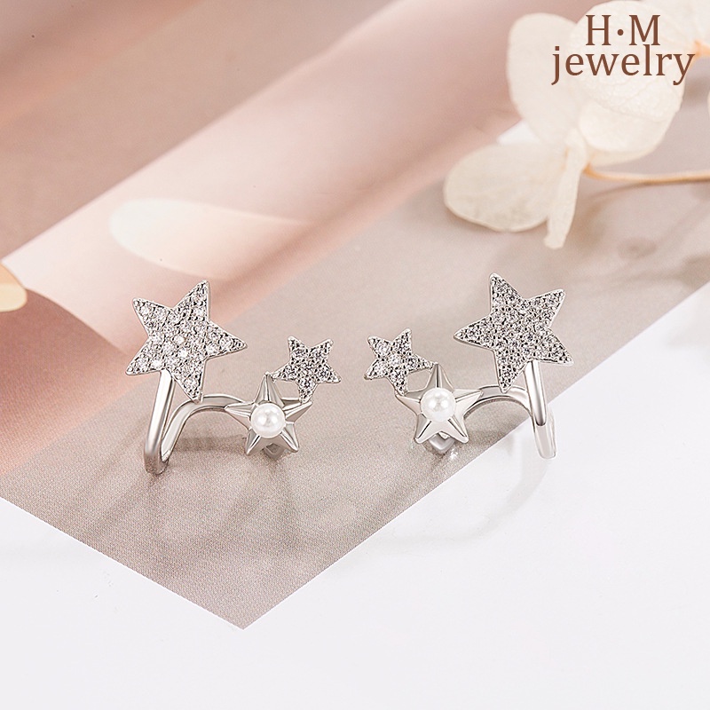 S925 Perak Mutiara Bintang Pejantan Anting2023 Baru Bermutu Tinggi Temperamen Anting