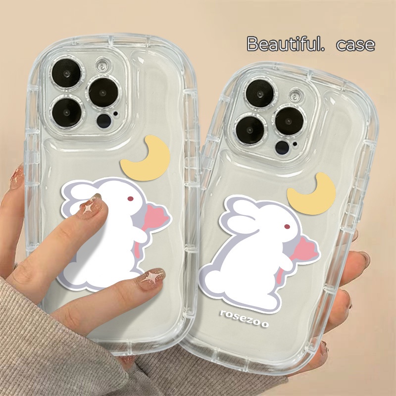 IPHONE Casing Ponsel Tahan Guncangan Kompatibel Untuk Iphone14 13 11 12 Pro XS Max Casing Kelinci Lucu X XR 7 +8 Plus Cover Silikon TPU Transparan Lembut