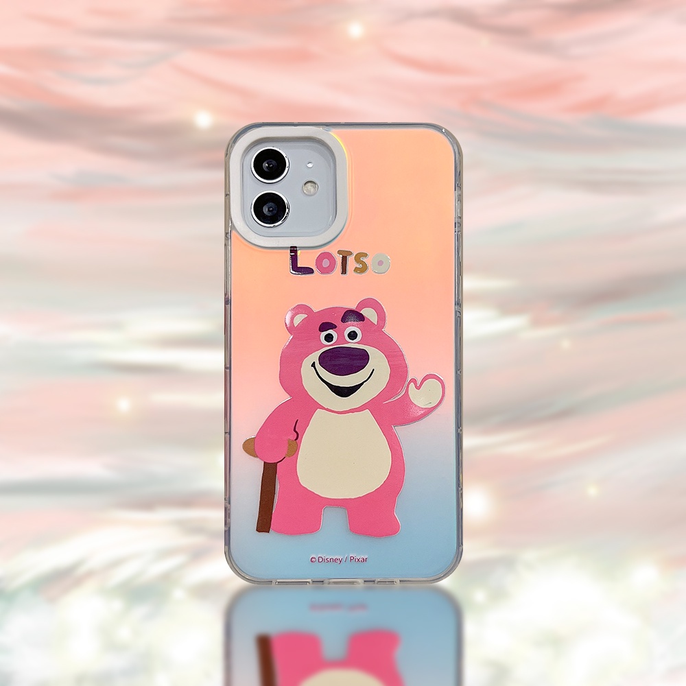 Compatible For IPhone 14 13 12 11 Pro Max X XR Xs Max 8 7 Plus SE 2020 Kompatibel Untuk Lucky Strawberry Bear IMD Laser Gradient Phone Case TPU Lembut Shockproof Cover Pelindung